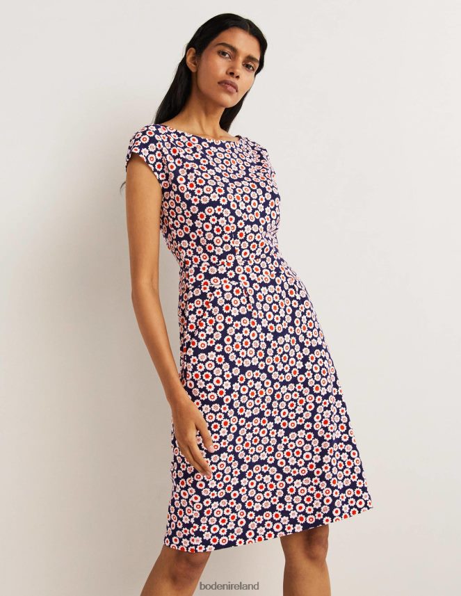 French Navy & Ditsy Swirl Clothing Florrie Jersey Dress Boden Women L466L62552