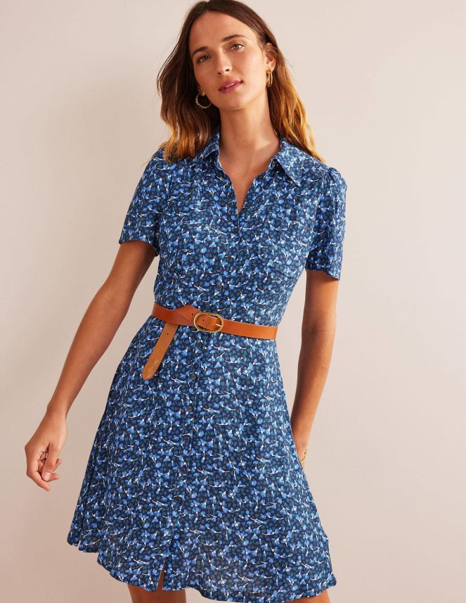 French Navy & Flora Clothing Clara Shirt Dress Boden Women L466L648