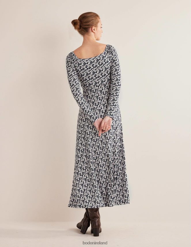 French Navy & Poppy Vine Clothing Sweetheart Jersey Midi Dress Boden Women L466L61324
