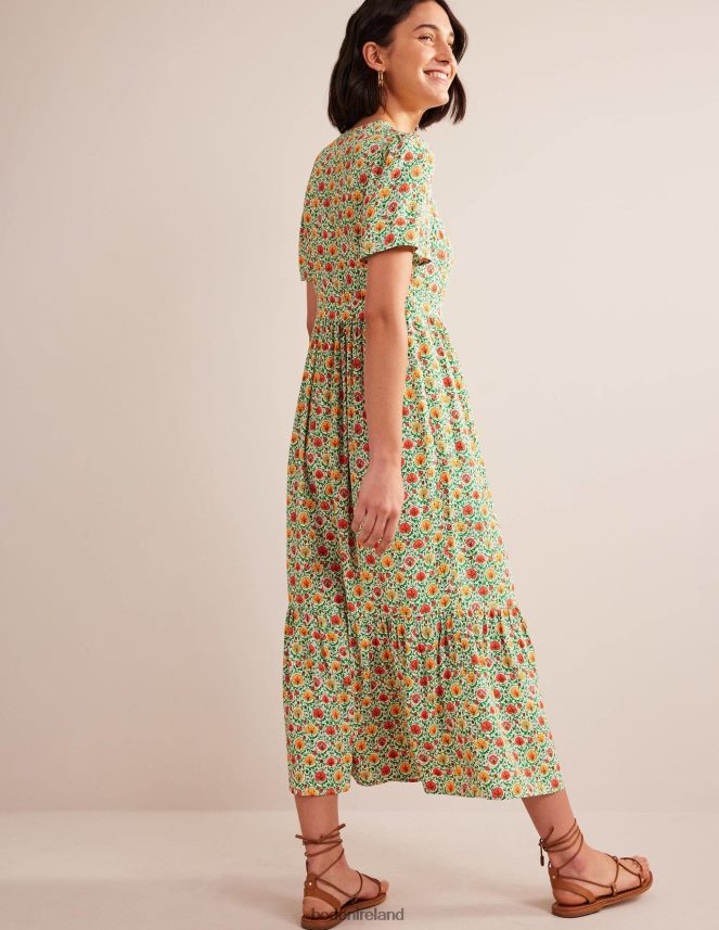 Green & Enchanting Bloom Clothing V-neck Tiered Maxi Dress Boden Women L466L6937
