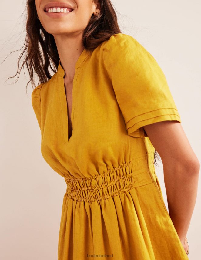 Harvest Gold Clothing Pintuck Detail Midi Dress Boden Women L466L675