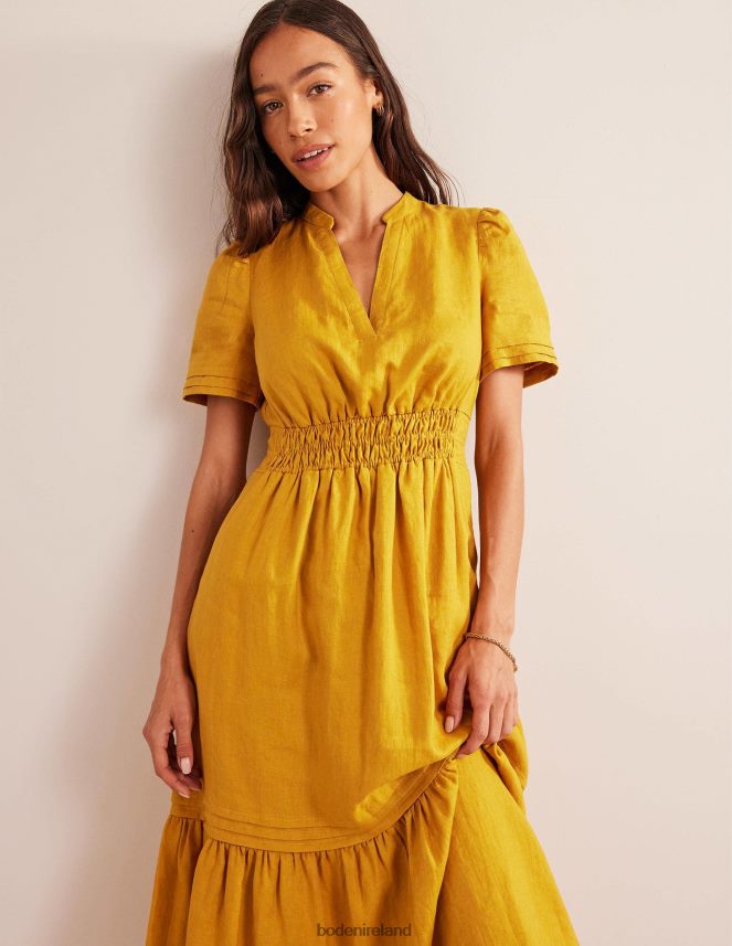 Harvest Gold Clothing Pintuck Detail Midi Dress Boden Women L466L675