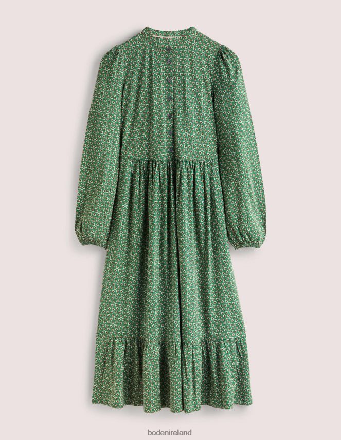 Hunter Green & Diamond Bud Clothing Buttoned Jersey Midi Dress Boden Women L466L61255