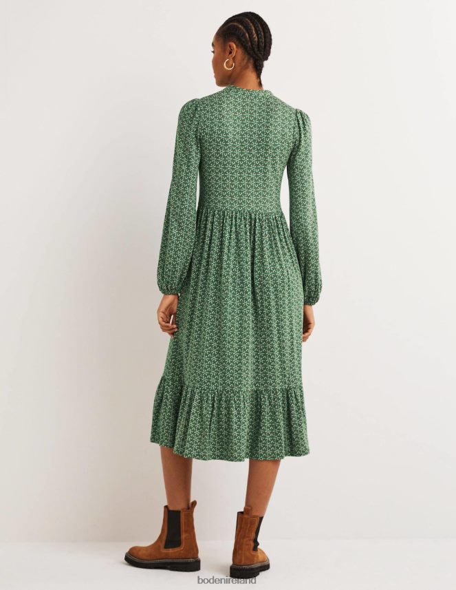 Hunter Green & Diamond Bud Clothing Buttoned Jersey Midi Dress Boden Women L466L61255