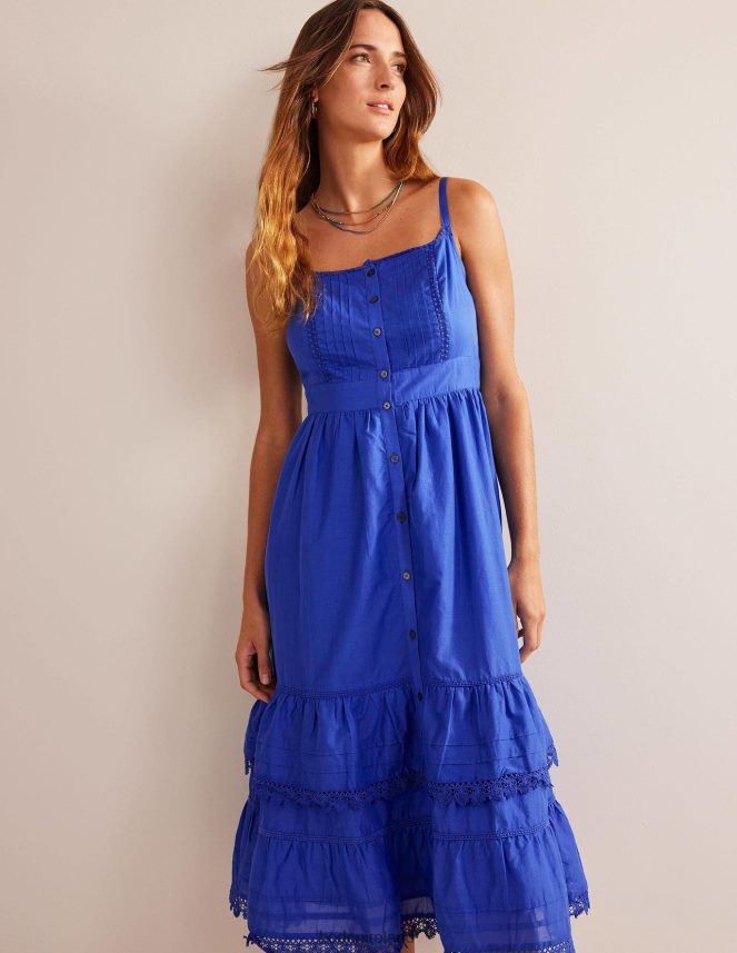 Island Sapphire Clothing Tiered Trim Midi Dress Boden Women L466L61049