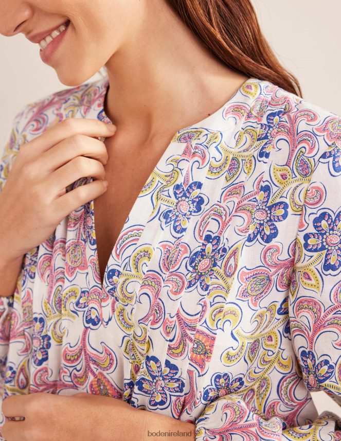 Ivory & Botanic Tavern Clothing Tiered Linen Mini Dress Boden Women L466L61034