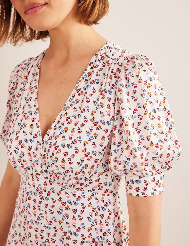 Ivory & Sweet Daisy Clothing Satin Tea Dress Boden Women L466L61169