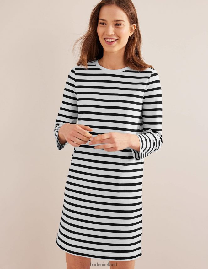 Ivory and Black Stripe Clothing Jersey Mini T-Shirt Dress Boden Women L466L61006
