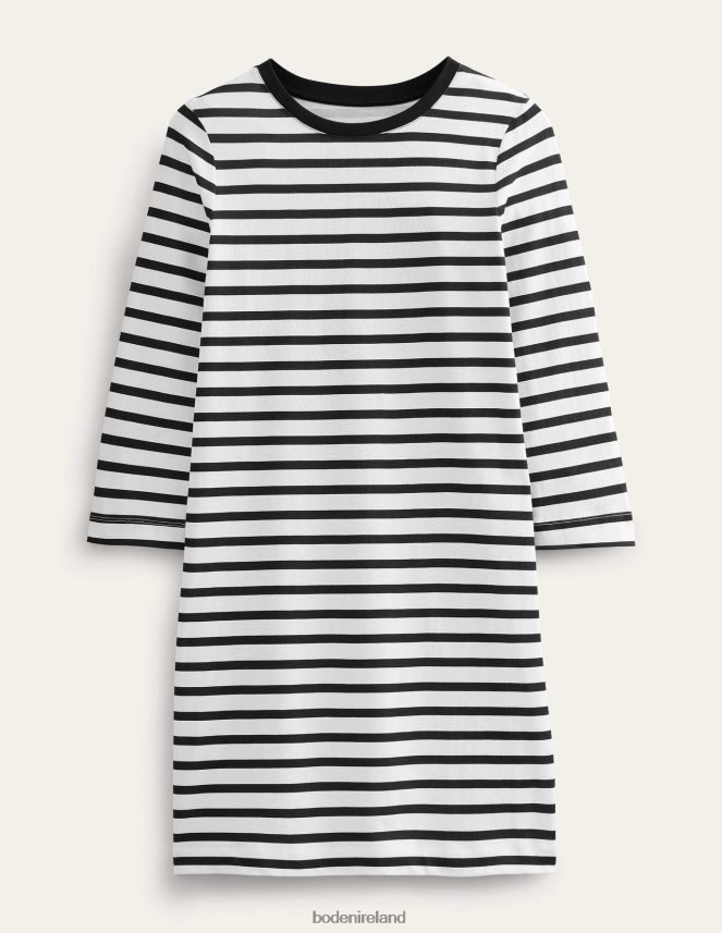 Ivory and Black Stripe Clothing Jersey Mini T-Shirt Dress Boden Women L466L61006