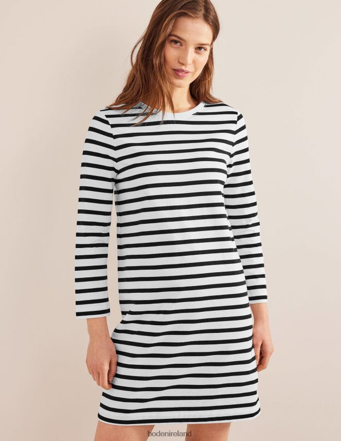 Ivory and Black Stripe Clothing Jersey Mini T-Shirt Dress Boden Women L466L61006