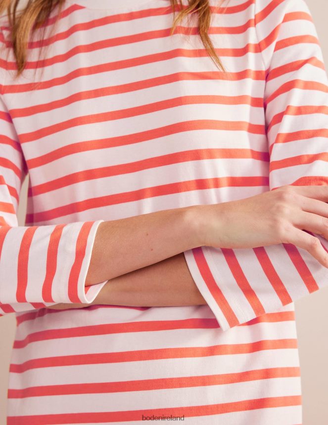 Ivory and Persimmon Stripe Clothing Jersey Mini T-Shirt Dress Boden Women L466L61253