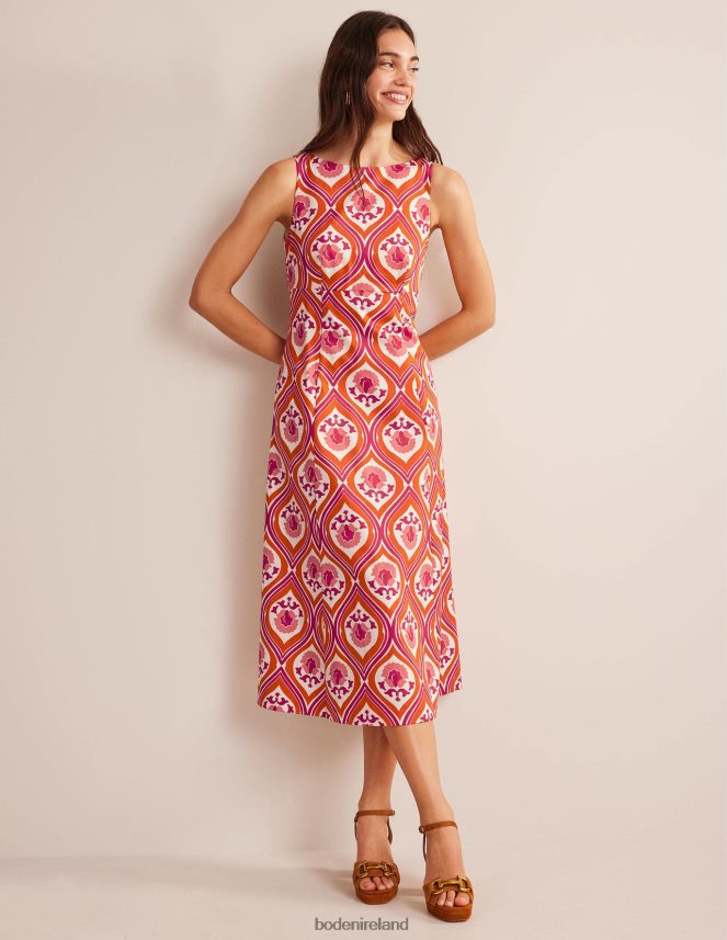 Kumquat & Geo Cascade Clothing Slash Neck Midi Dress Boden Women L466L61217