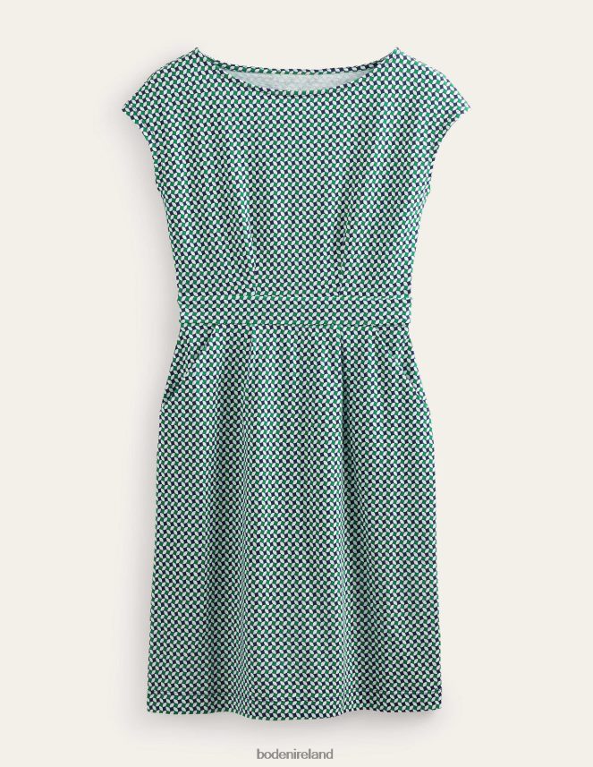 Meadow Green & Abstract Diamond Clothing Florrie Jersey Dress Boden Women L466L662