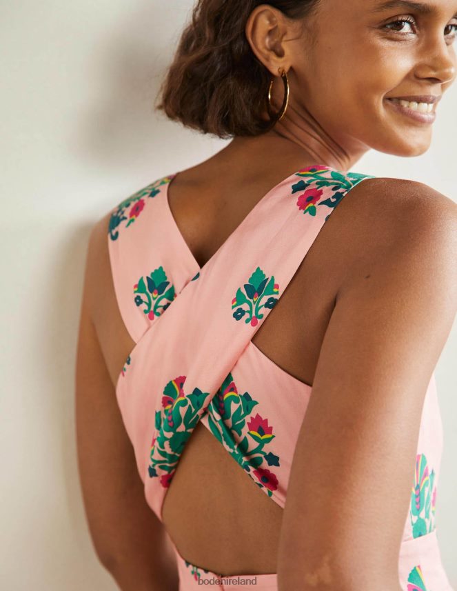 Milkshake & Bouquet Stamp Clothing Elsa Back Detail Midi Dress Boden Women L466L62406