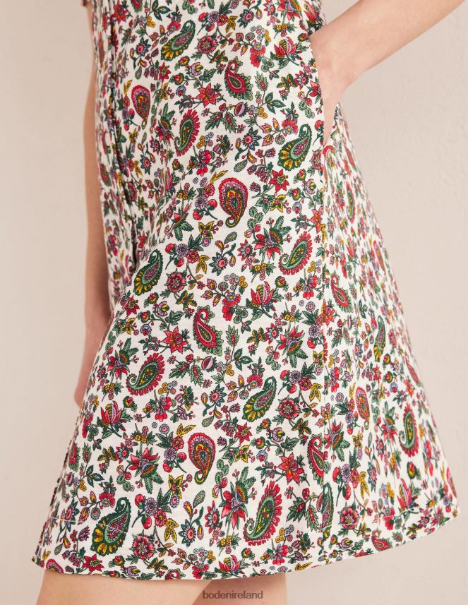 Multi & Dandelion Paisley Clothing Button Jersey Mini Tea Dress Boden Women L466L61074