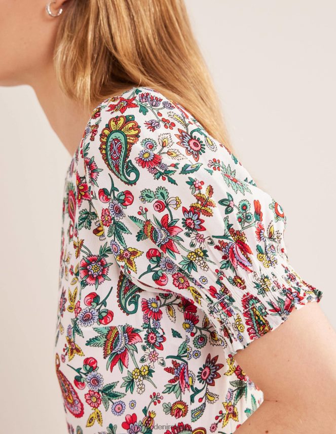 Multi & Dandelion Paisley Clothing Short Sleeve Midi Dress Boden Women L466L61122