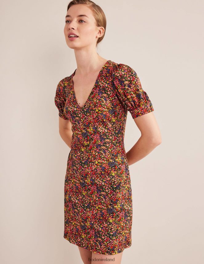 Multi & Gardenia Petal Clothing V-Neck Jersey Mini Dress Boden Women L466L62481