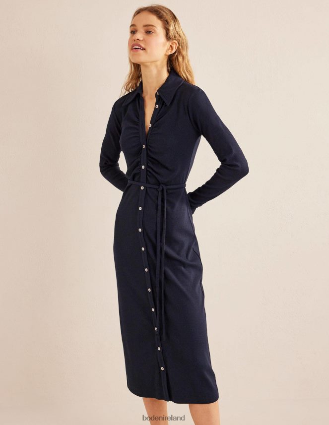 Navy Clothing Jersey Ribbed Midi Shirt Dress Boden Women L466L62549