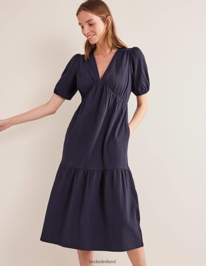Navy Clothing Jersey Seersucker Midi Dress Boden Women L466L61024