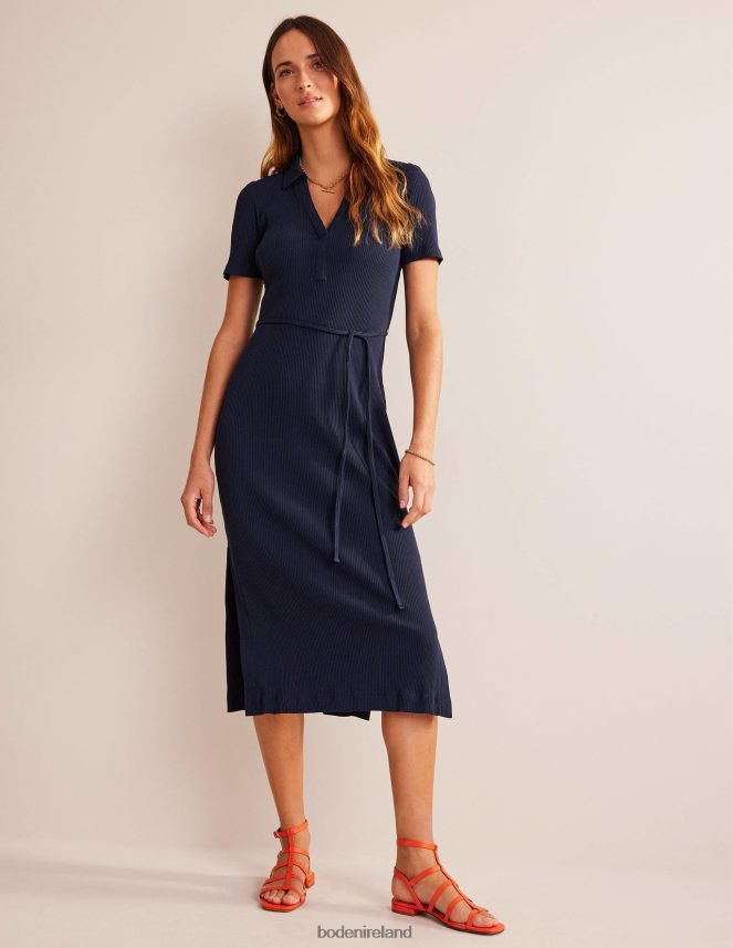 Navy Clothing Ribbed-Jersey Midi Shirt Dress Boden Women L466L655