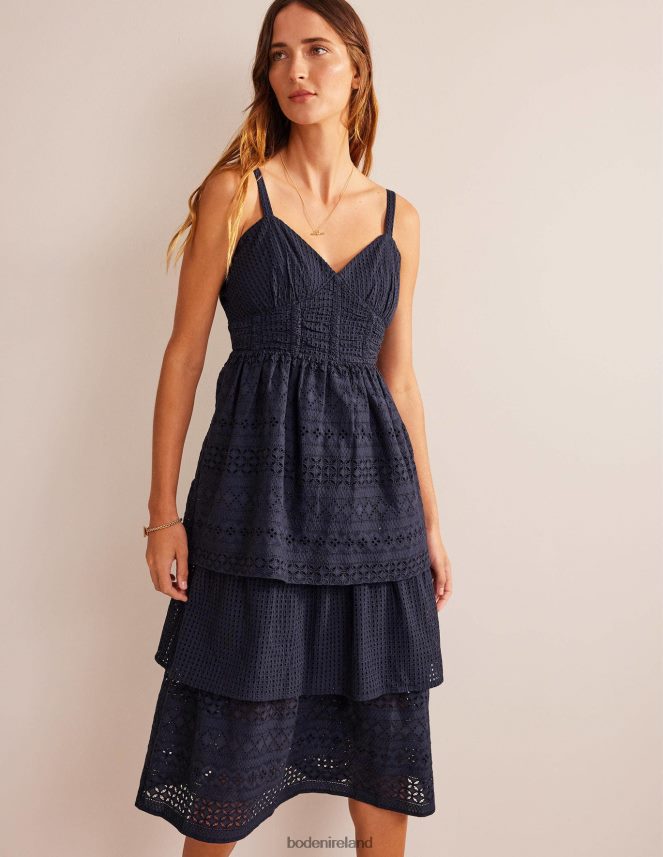 Navy Clothing Tiered Broderie Midi Dress Boden Women L466L684