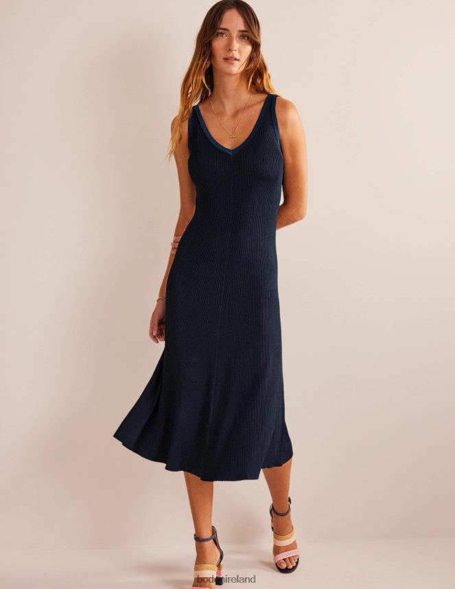 Navy Clothing V-Neck Knitted Midi Dress Boden Women L466L681