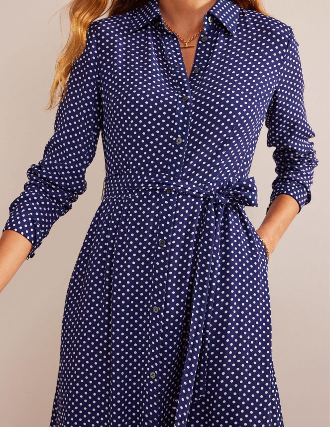 Navy & Dotty Clothing Kate Midi Shirt Dress Boden Women L466L650