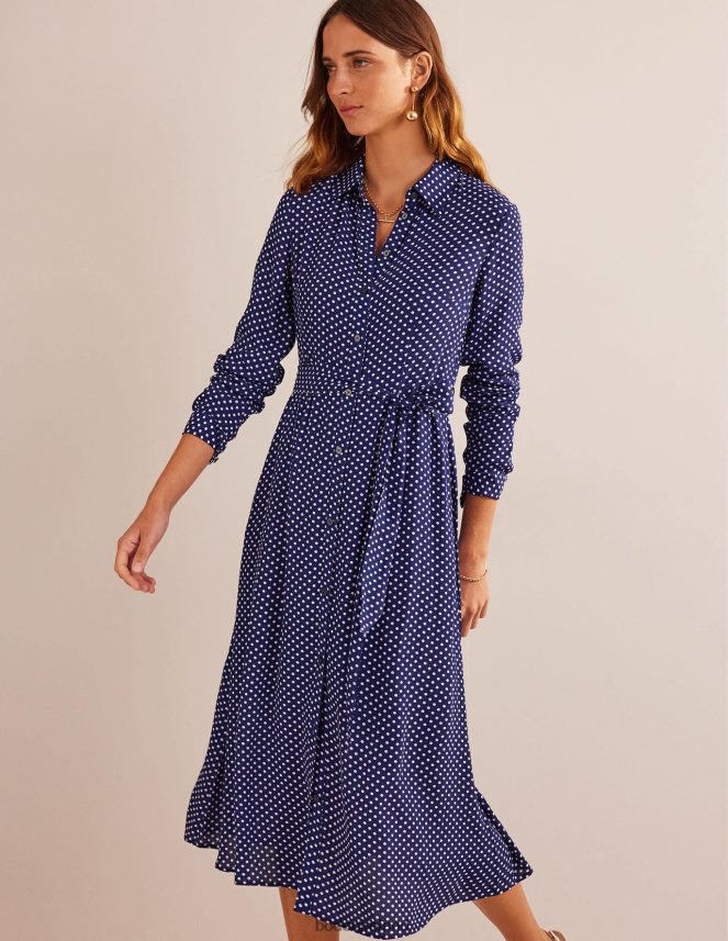 Navy & Dotty Clothing Kate Midi Shirt Dress Boden Women L466L650