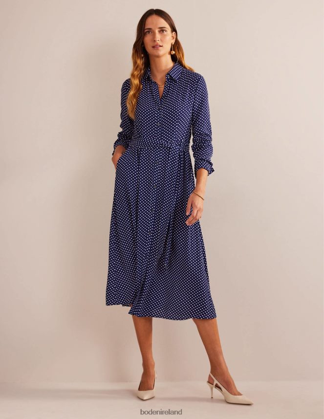 Navy & Dotty Clothing Kate Midi Shirt Dress Boden Women L466L650