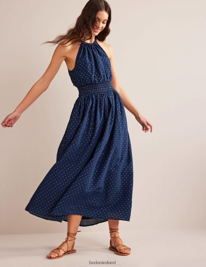 Navy & Gold Clip Clothing Metallic Detail Maxi Dress Boden Women L466L62165
