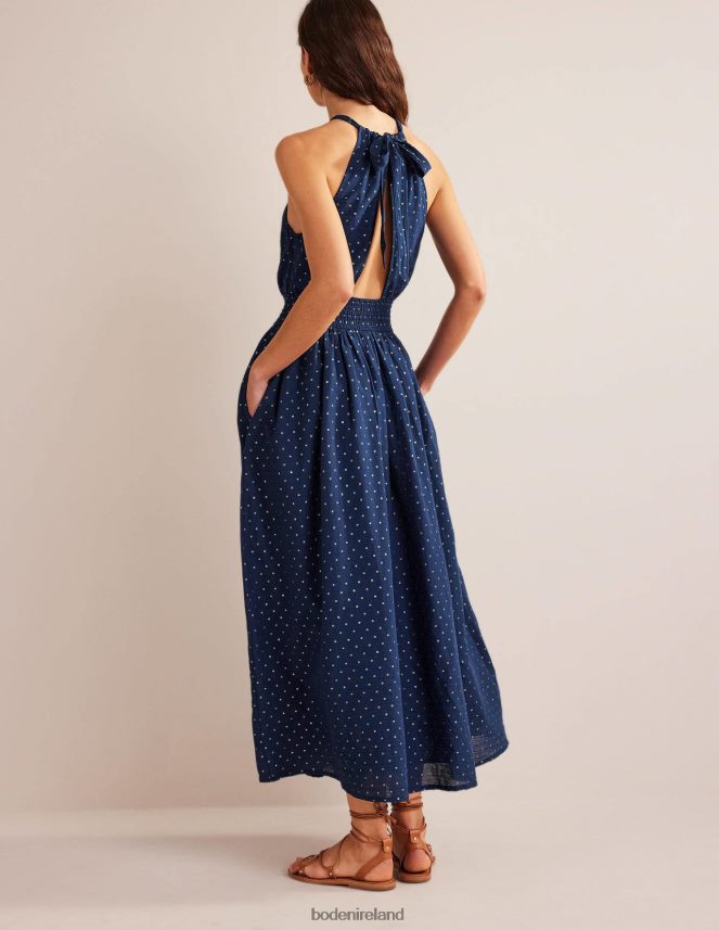 Navy & Gold Clip Clothing Metallic Detail Maxi Dress Boden Women L466L62165