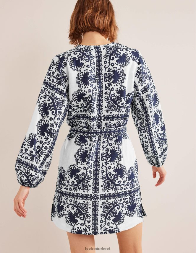 Navy & Milos Terrace Clothing V-Neck Tie Waist Mini Kaftan Boden Women L466L61184