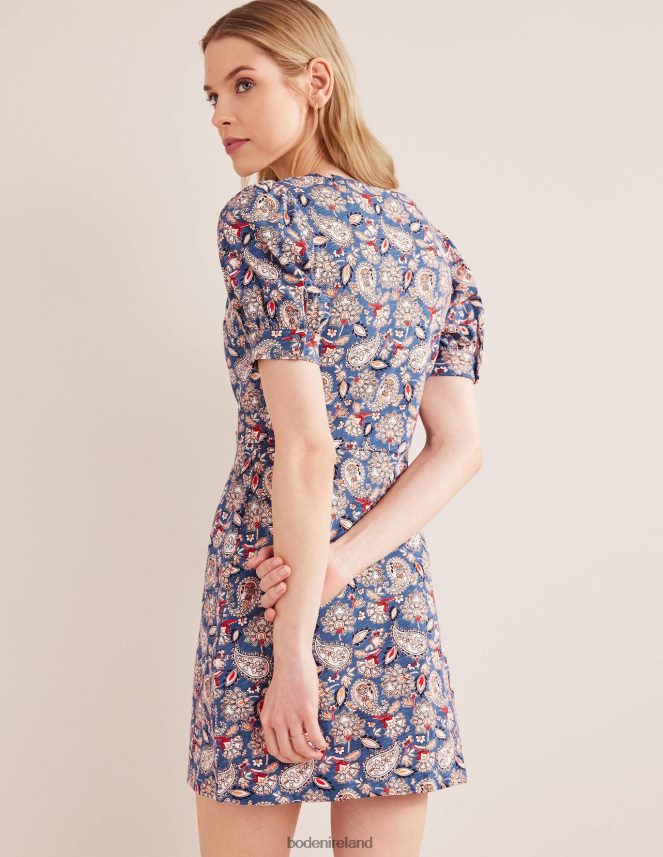 Navy & Paisley Terrace Clothing V-Neck Jersey Mini Dress Boden Women L466L61076