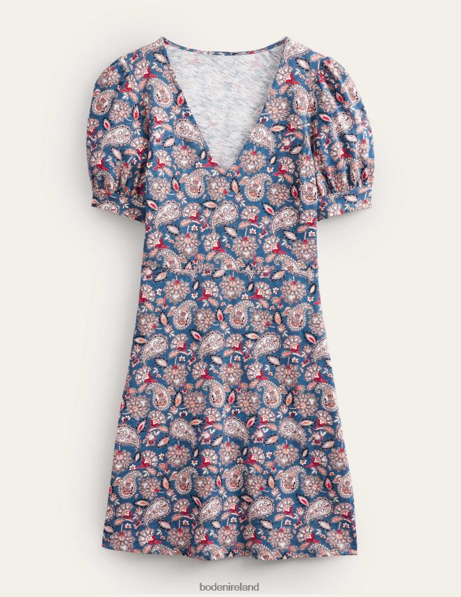 Navy & Paisley Terrace Clothing V-Neck Jersey Mini Dress Boden Women L466L61076