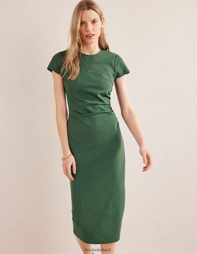Palm Leaf Clothing Side Ruched Jersey Midi Dress Boden Women L466L62471