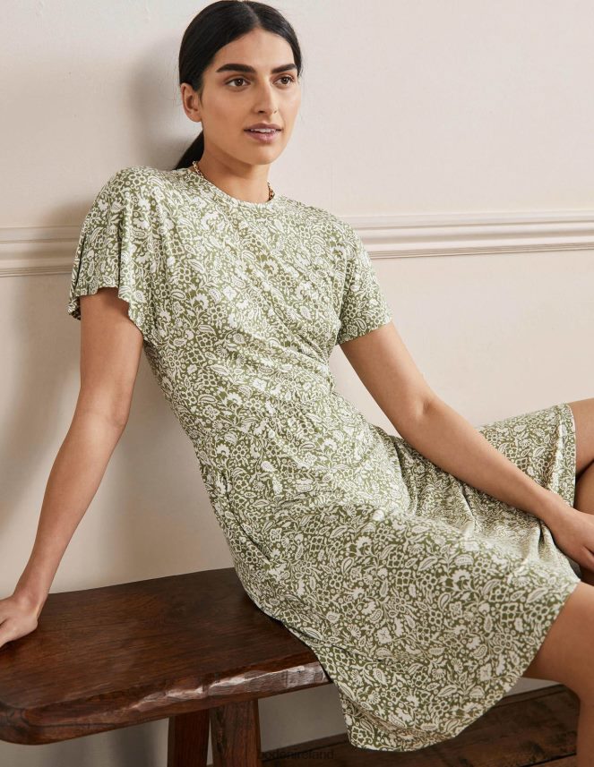 Pea & Oriental Paradise Clothing Flutter Sleeve Jersey Dress Boden Women L466L62282