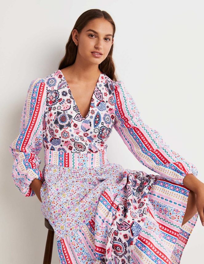 Pink Clothing Repurposed Tiered Maxi Dress Boden Women L466L62428