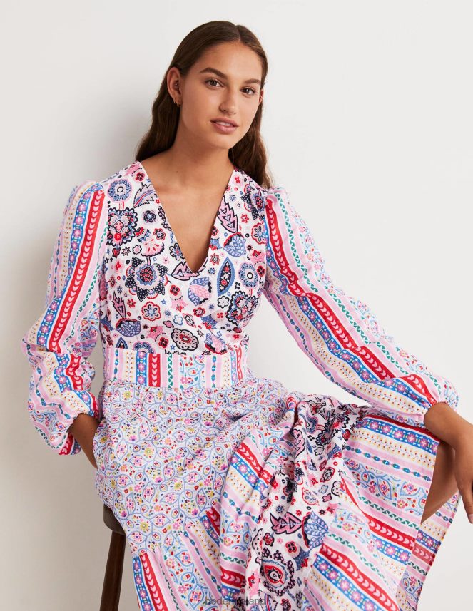 Pink Clothing Repurposed Tiered Maxi Dress Boden Women L466L62428