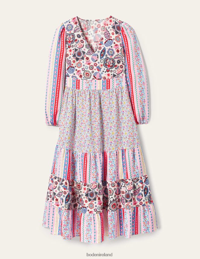 Pink Clothing Repurposed Tiered Maxi Dress Boden Women L466L62428