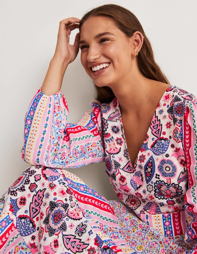 Pink Clothing Repurposed Tiered Maxi Dress Boden Women L466L62428