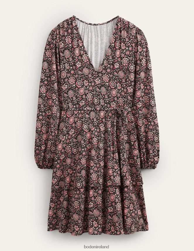 Popcorn & Floral Tapestry Clothing Tiered Mini Jersey Dress Boden Women L466L61361