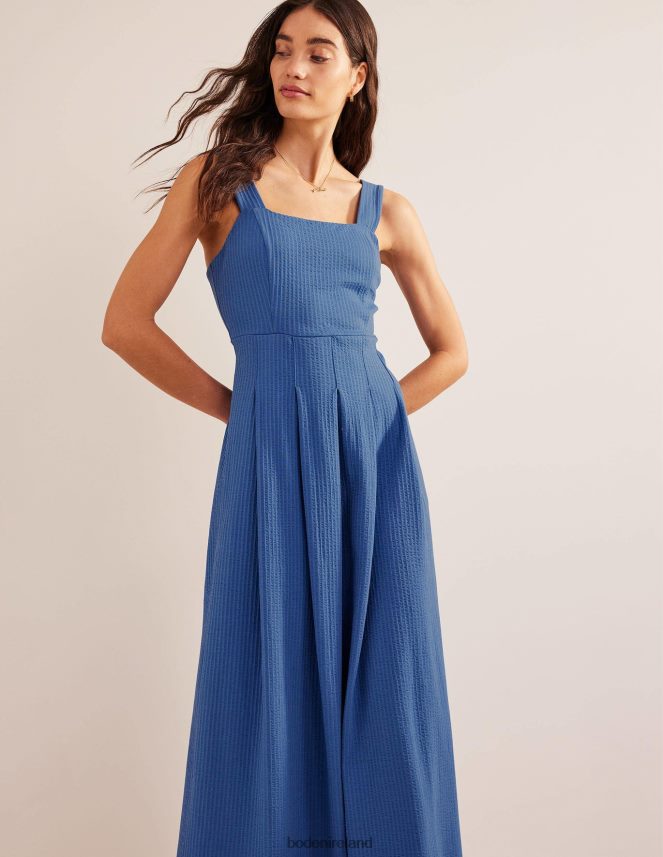 Porcelain Blue Clothing Strappy Seersucker Midi Dress Boden Women L466L61233
