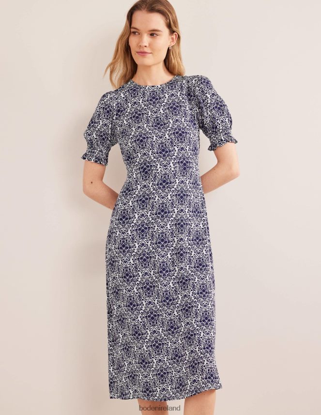 Prussian Blue & Vine Terrace Clothing Short Sleeve Midi Dress Boden Women L466L62553