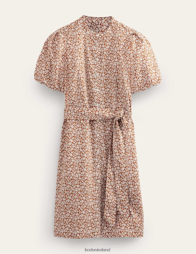 Pumpkin & Flower Stem Clothing Short Sleeve Shirt Dress Boden Women L466L61116