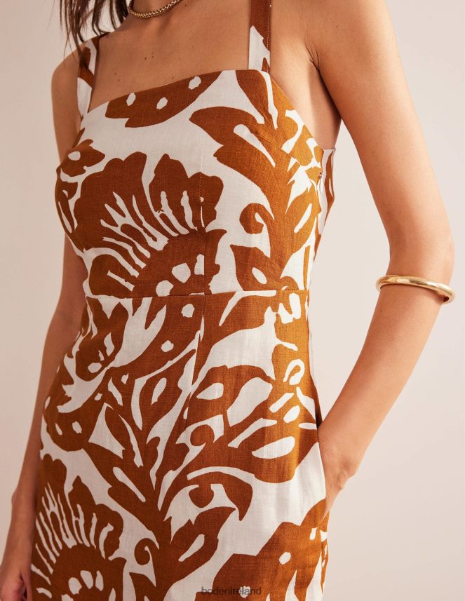 Pumpkin & Oak Terrace Clothing Strappy Linen Mini Dress Boden Women L466L612