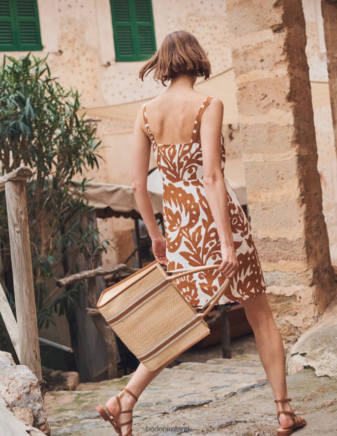 Pumpkin & Oak Terrace Clothing Strappy Linen Mini Dress Boden Women L466L612