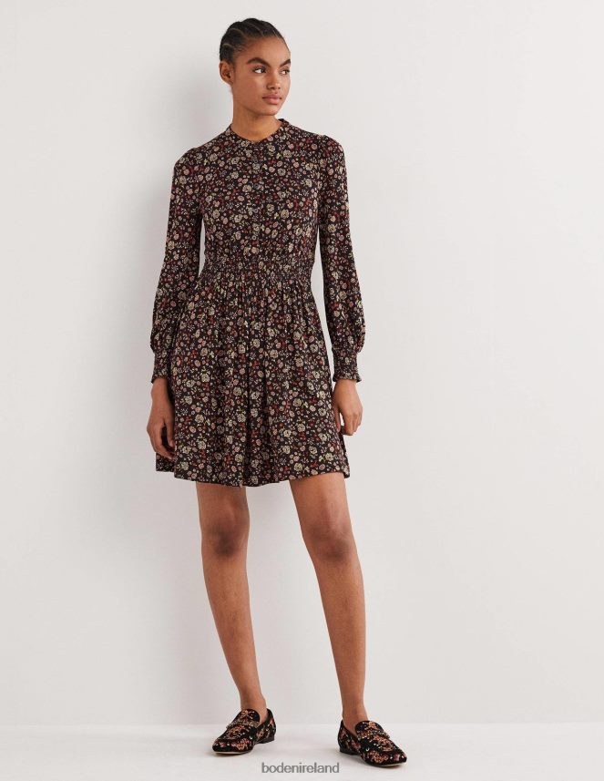 Rocket Red & Ditsy Charm Clothing Smocked Jersey Shirt Dress Boden Women L466L62126