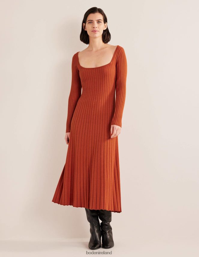 Rust Clothing Scoop Neck Knitted Midi Dress Boden Women L466L62274