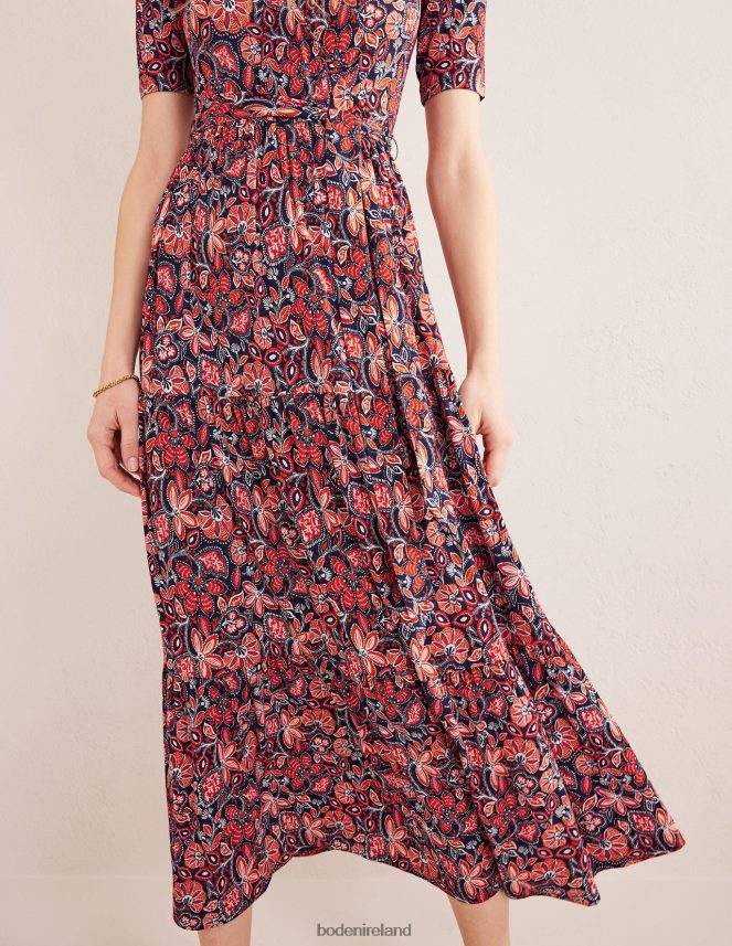 Rust & Oriental Lily Clothing Tiered Wrap Jersey Maxi Dress Boden Women L466L61148