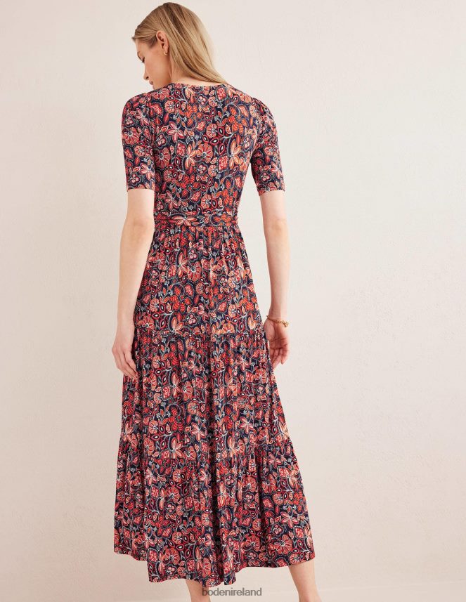 Rust & Oriental Lily Clothing Tiered Wrap Jersey Maxi Dress Boden Women L466L61148